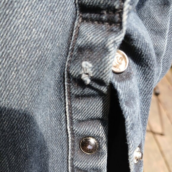 Divided H&M Black Denim Black Snap Fitted Western Shirt/Chore-Jacket Sz M - Picture 8 of 14